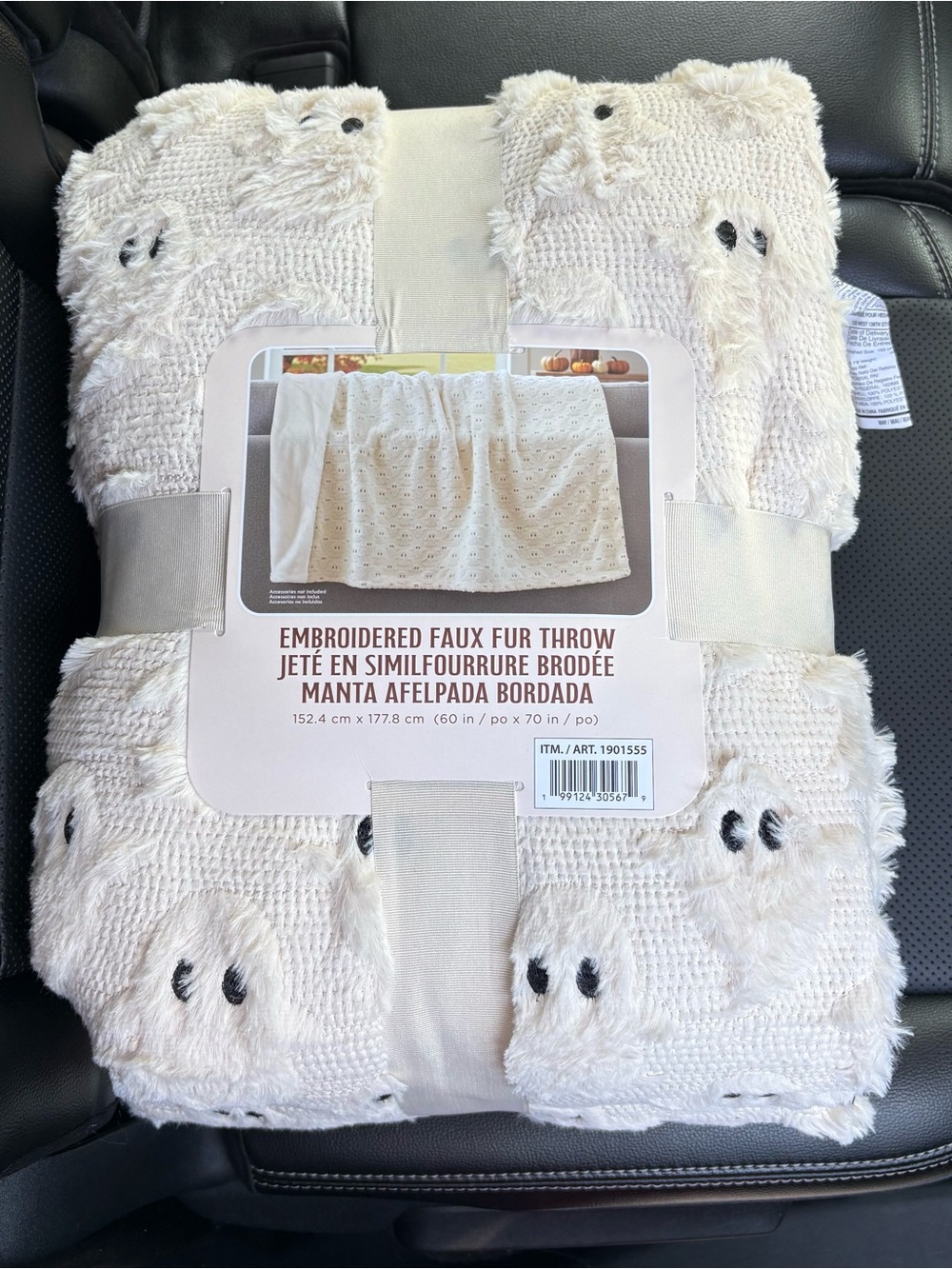 NWT VIRAL TIK TOK COSTCO FAUX FUR HALLOWEEN FALL THROW WHITE GHOST